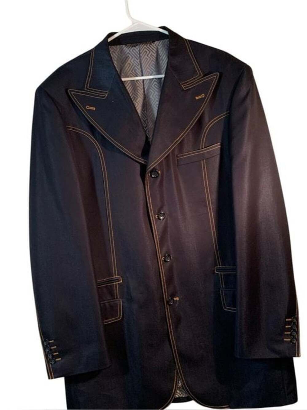 Men's Blue Western Blazer with Contrast Stitching 44L 38W Mecca